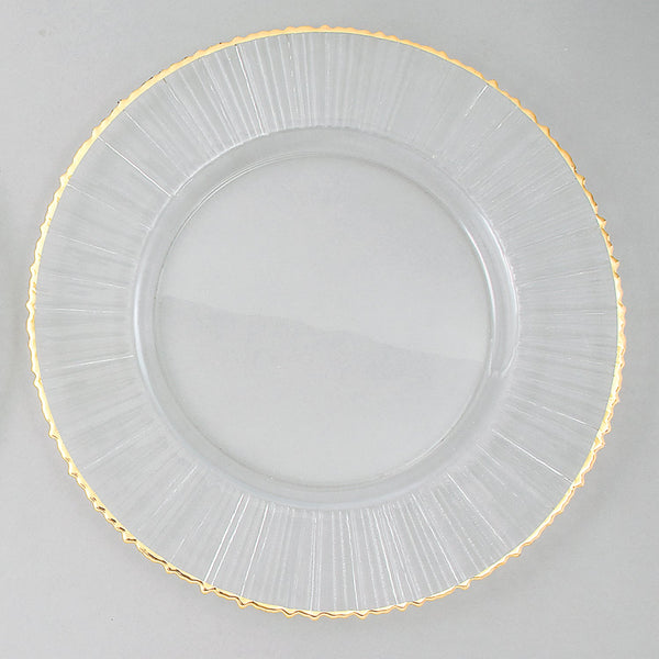 Leeber Serveware Ray/Gold Rim Chargers, Set of 4, 13" Dia