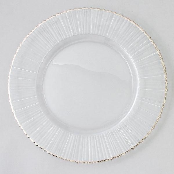 Leeber Serveware Ray/Silver Rim Chargers, Set of 4, 13" Dia