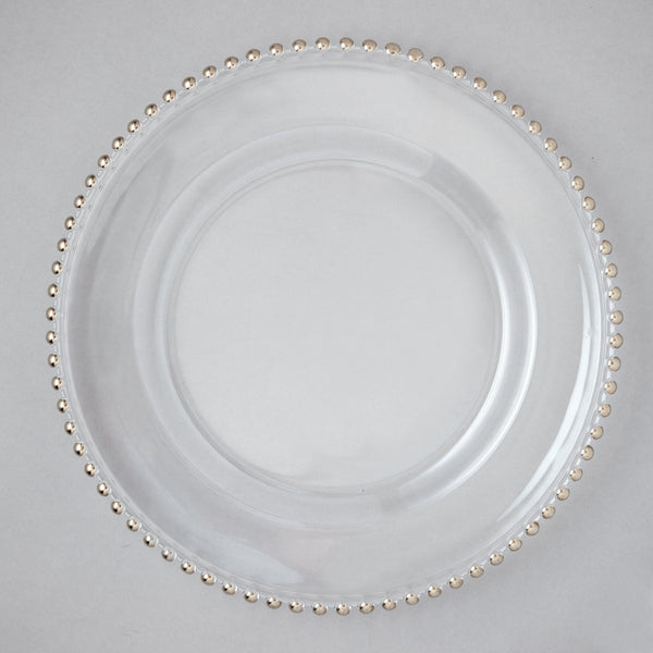 Leeber Serveware Silver Bead Chargers, Set of 4, 13" Dia