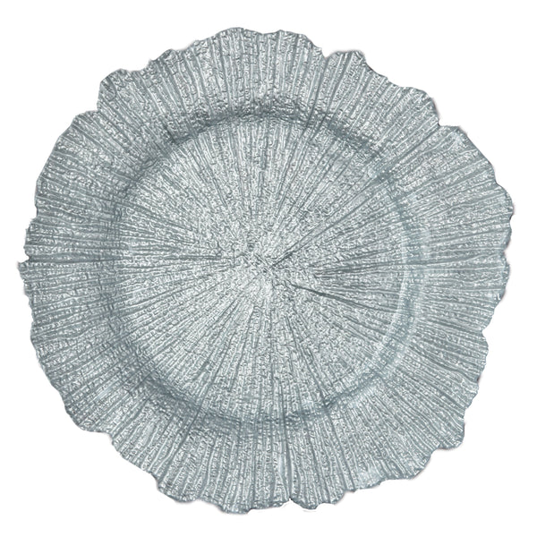 Leeber Serveware Silver Sea Sponge Chargers, Set of 4, 13" Dia