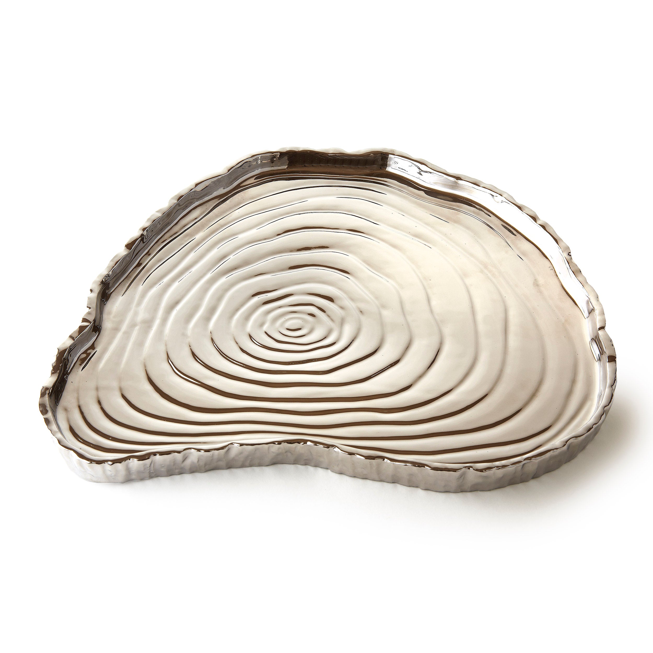 Leeber Serveware Silver Tree Bark Tray, 13" x 12"