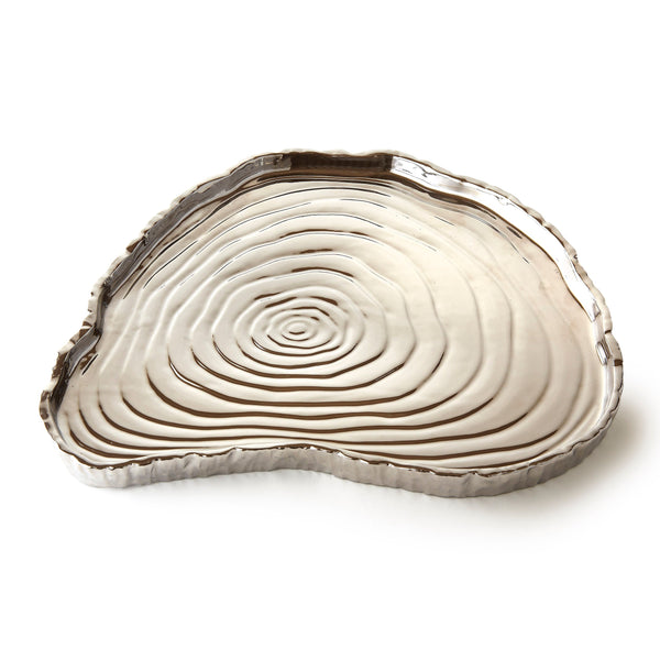 Leeber Serveware Silver Tree Bark Tray, 13" x 12"