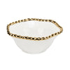 Leeber Serveware White/Gold Round Rope Bowl, 6.75"