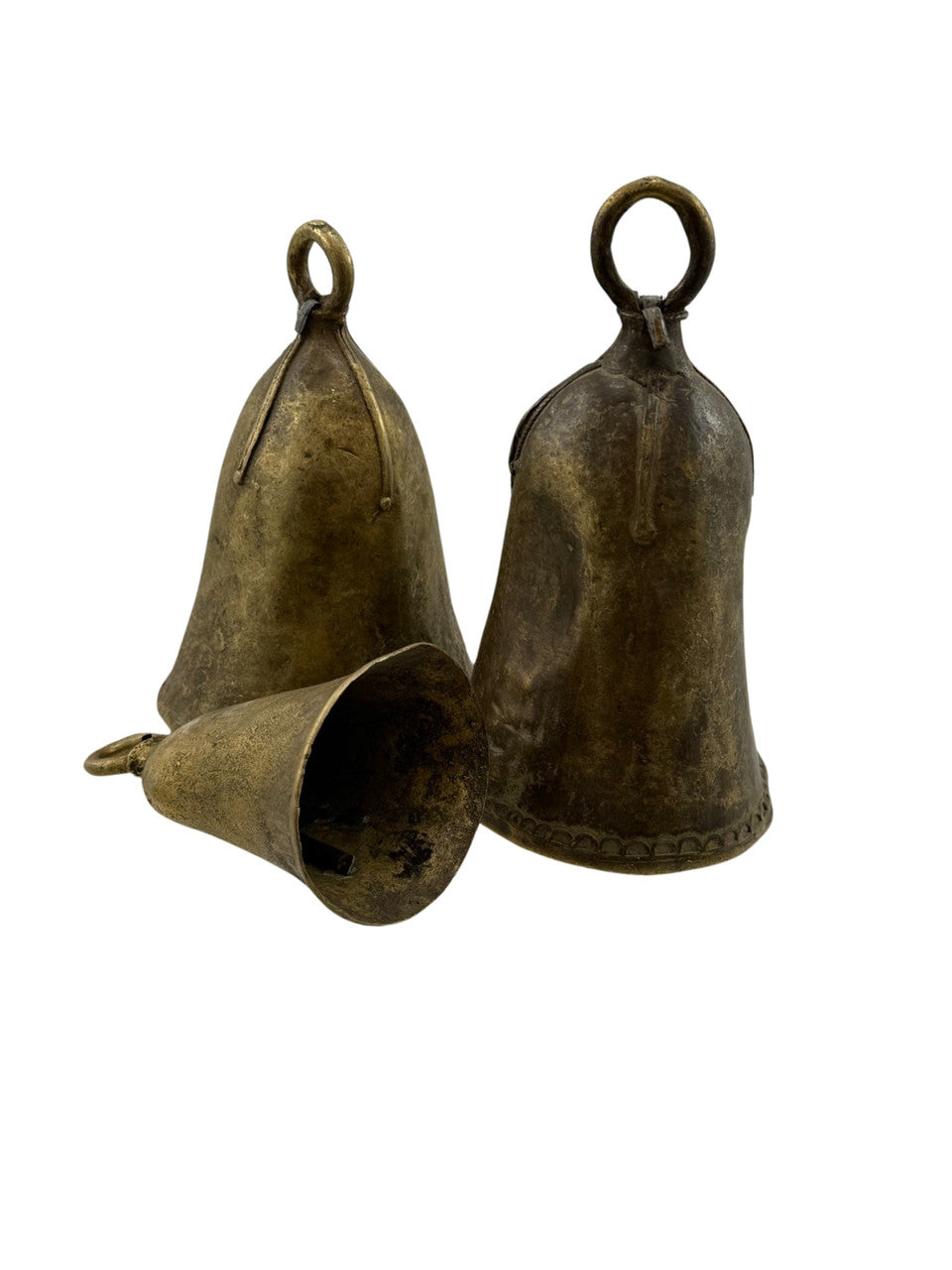 Legend of Asia Home Decor Antique Bronze Hand Forged Cowbell Set of 3