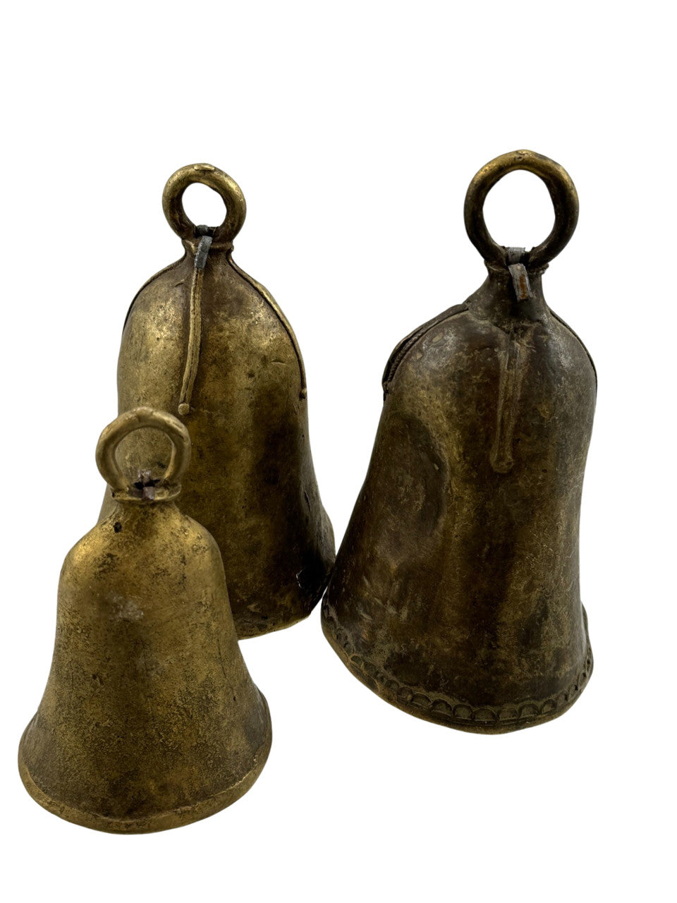 Legend of Asia Home Decor Antique Bronze Hand Forged Cowbell Set of 3