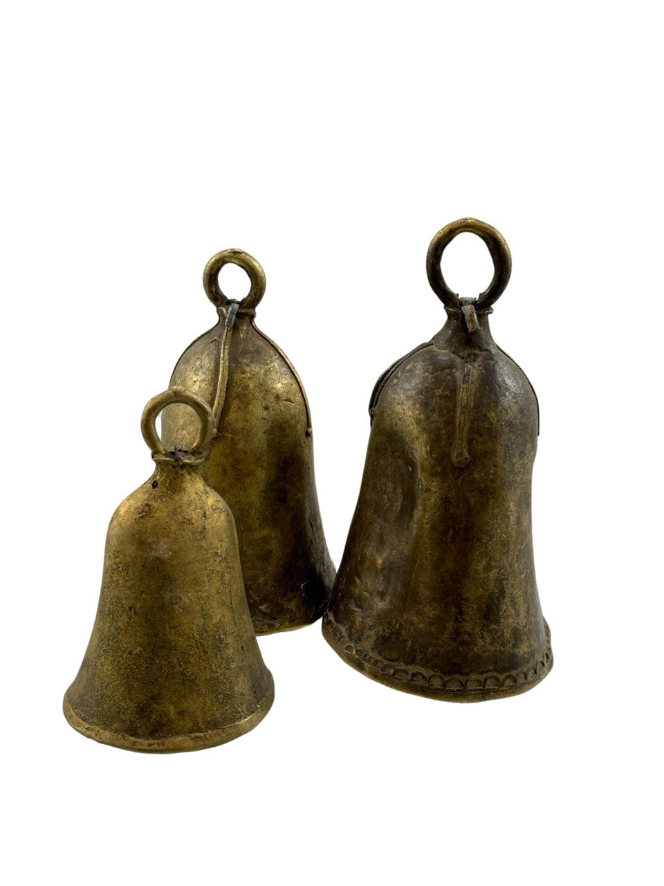 Legend of Asia Home Decor Antique Bronze Hand Forged Cowbell Set of 3