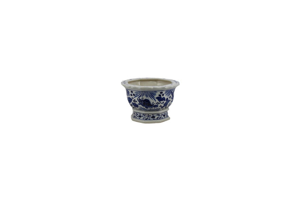 Legend of Asia Home Decor Barclay Butera Couture Blue and White Porcelain Hexagonal Foot Bath Koi Motif