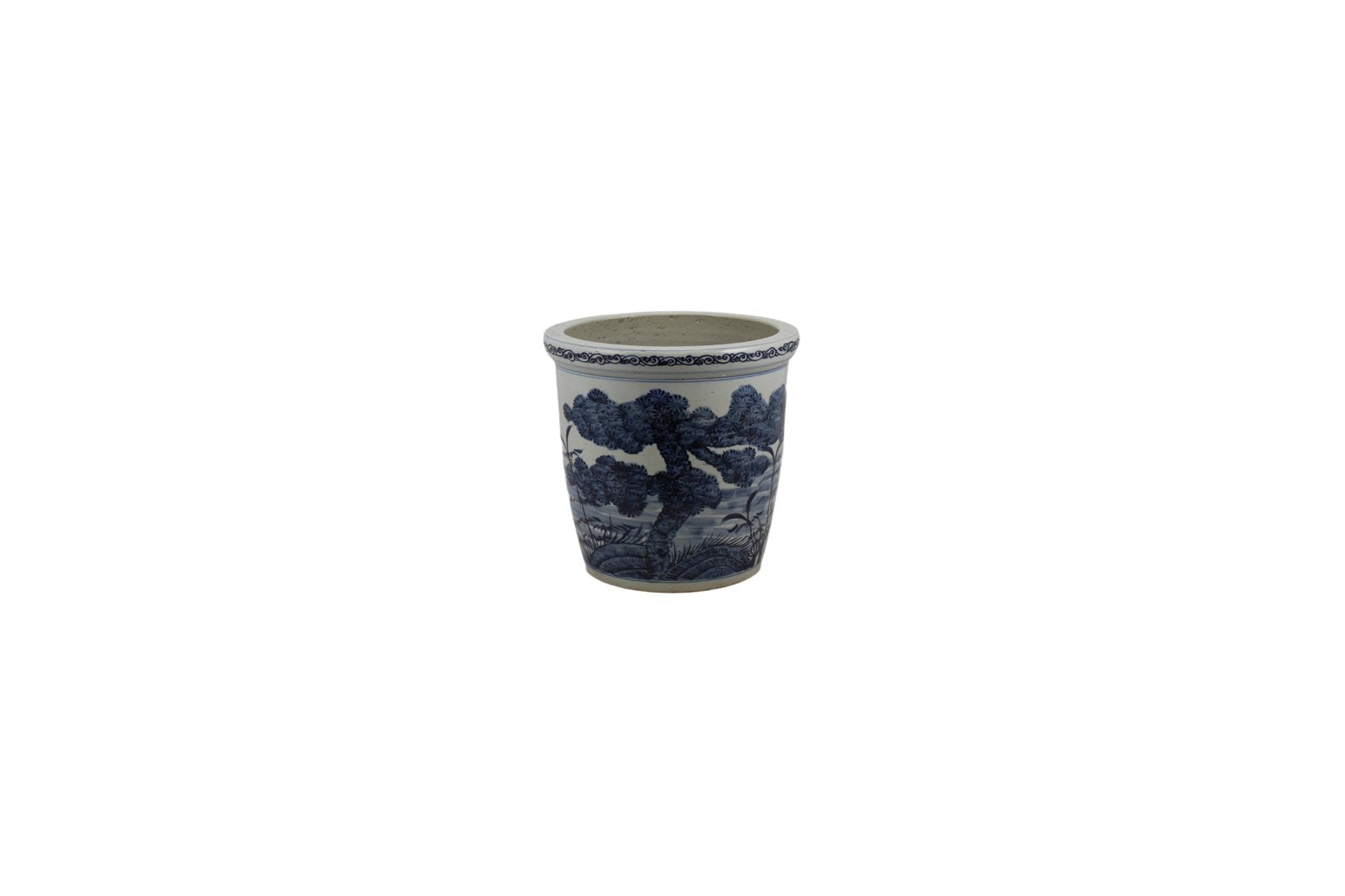 Legend of Asia Home Decor Barclay Butera Couture Blue And White Porcelain Planter Cherry Blossom Motif