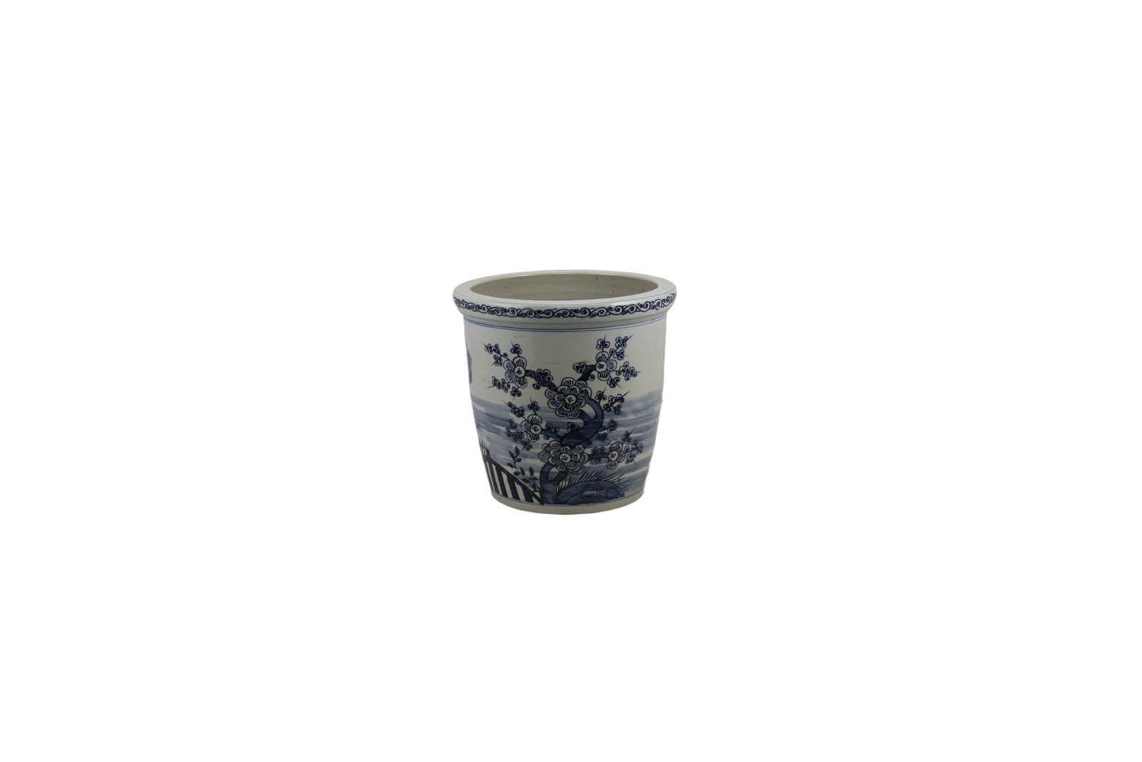 Legend of Asia Home Decor Barclay Butera Couture Blue And White Porcelain Planter Cherry Blossom Motif