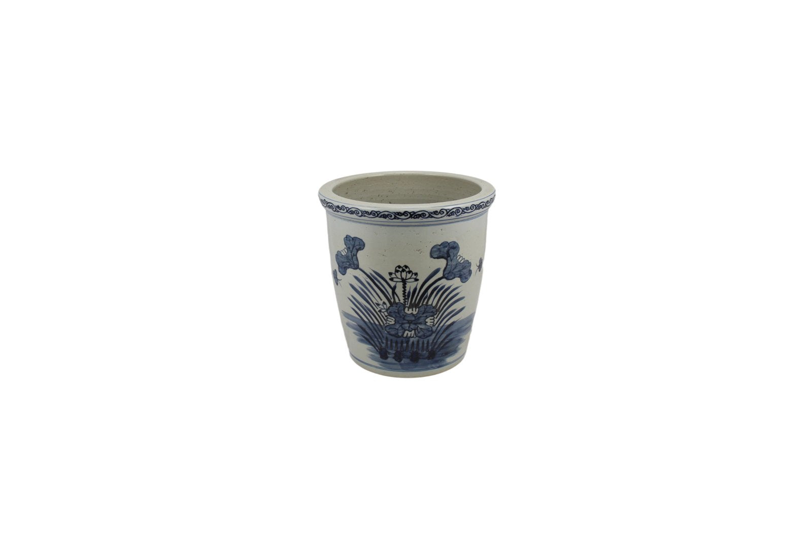 Legend of Asia Home Decor Barclay Butera Couture Blue And White Porcelain Planter Peony Bird Motif