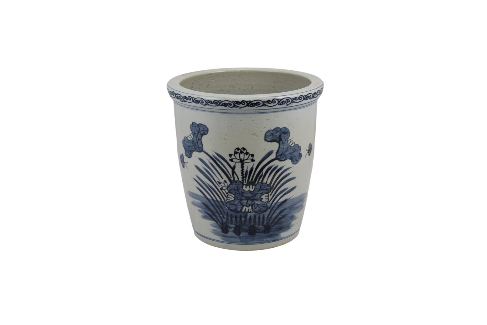 Legend of Asia Home Decor Barclay Butera Couture Blue And White Porcelain Planter Peony Bird Motif