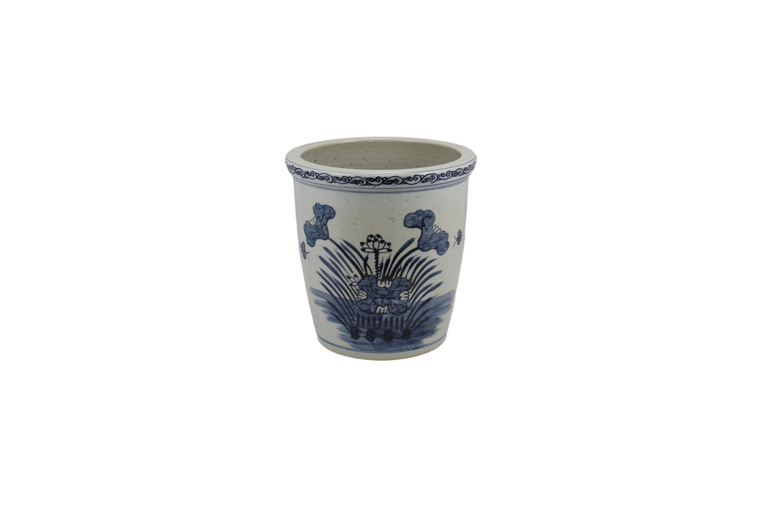 Legend of Asia Home Decor Barclay Butera Couture Blue And White Porcelain Planter Peony Bird Motif