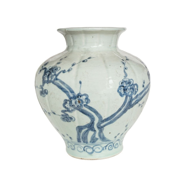 Legend of Asia Home Decor Barclay Butera Couture Blue & White Porcelain Fluted Jar Cherry Blossom