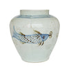 Legend of Asia Home Decor Barclay Butera Couture Blue & White Porcelain Fluted Open Top Jar Spalshing Koi