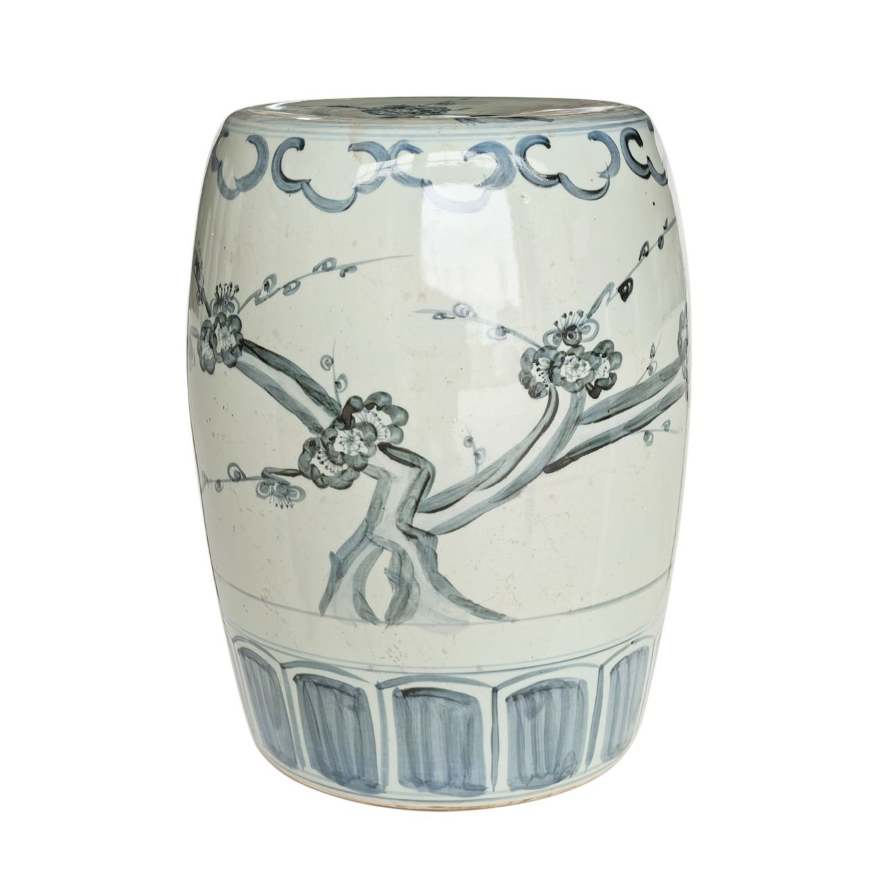 Legend of Asia Home Decor Barclay Butera Couture Blue & White Porcelain Garden Stool Cherry Blossom