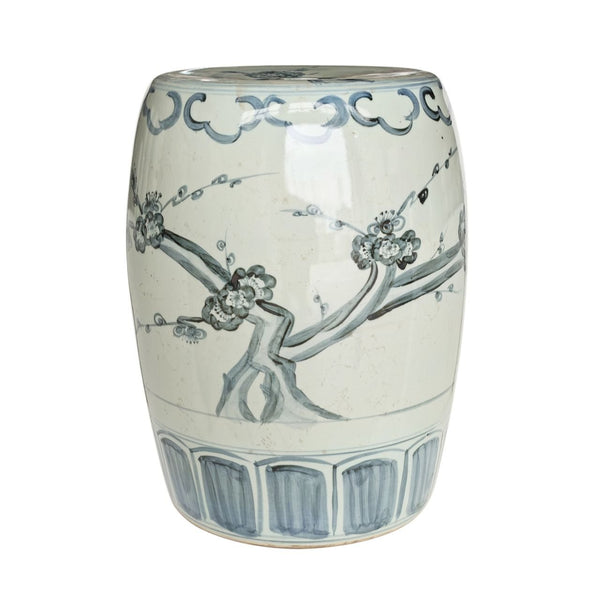 Legend of Asia Home Decor Barclay Butera Couture Blue & White Porcelain Garden Stool Cherry Blossom