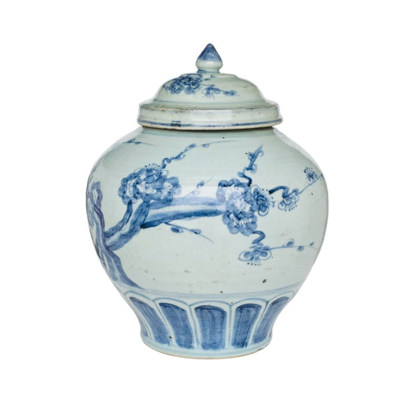 Legend of Asia Home Decor Barclay Butera Couture Blue & White Porcelain Lidded Jar Cherry Blossom