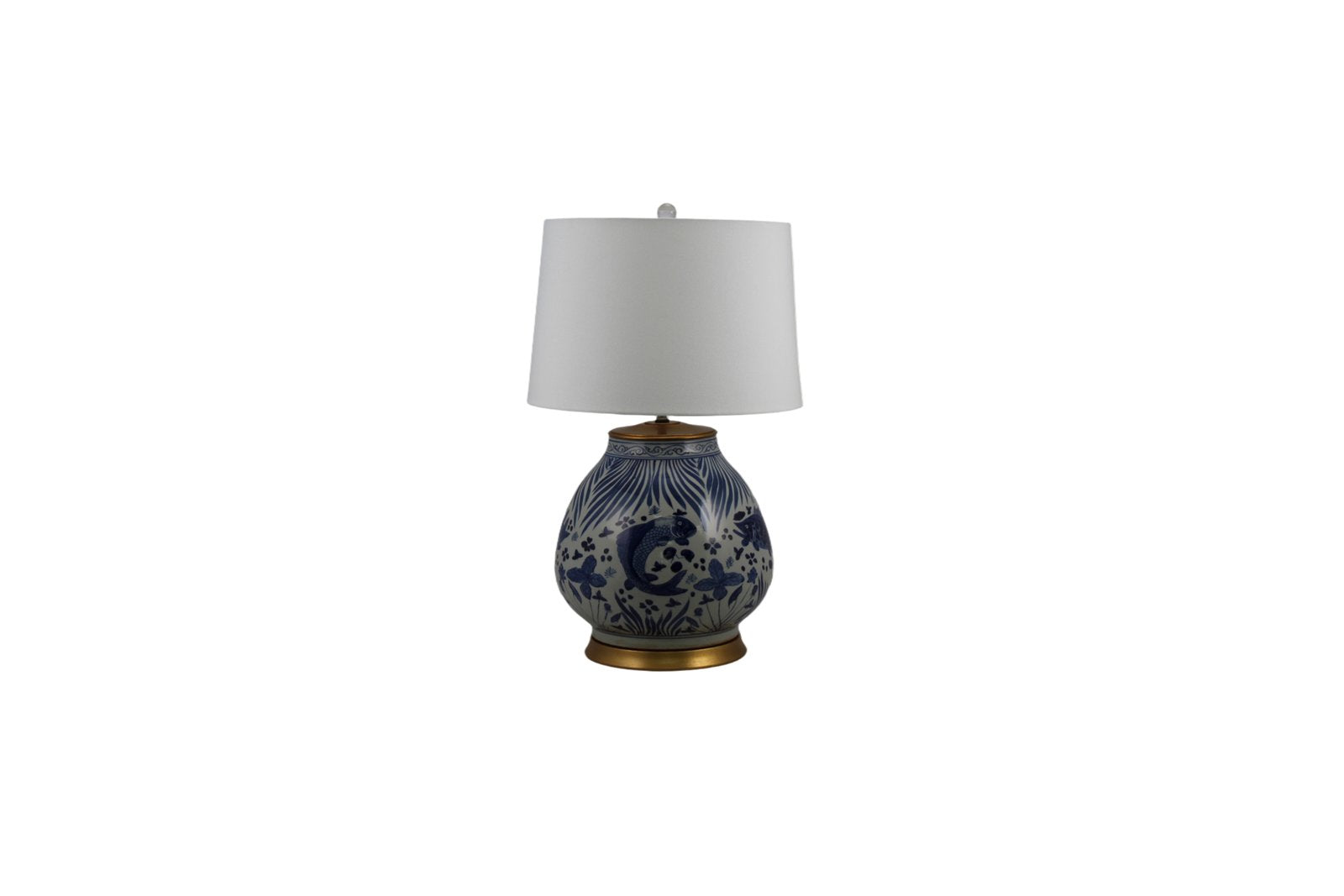 Legend of Asia Home Decor Barclay Butera Couture Blue & White Porcelain Mandarin Pot Fish Motif