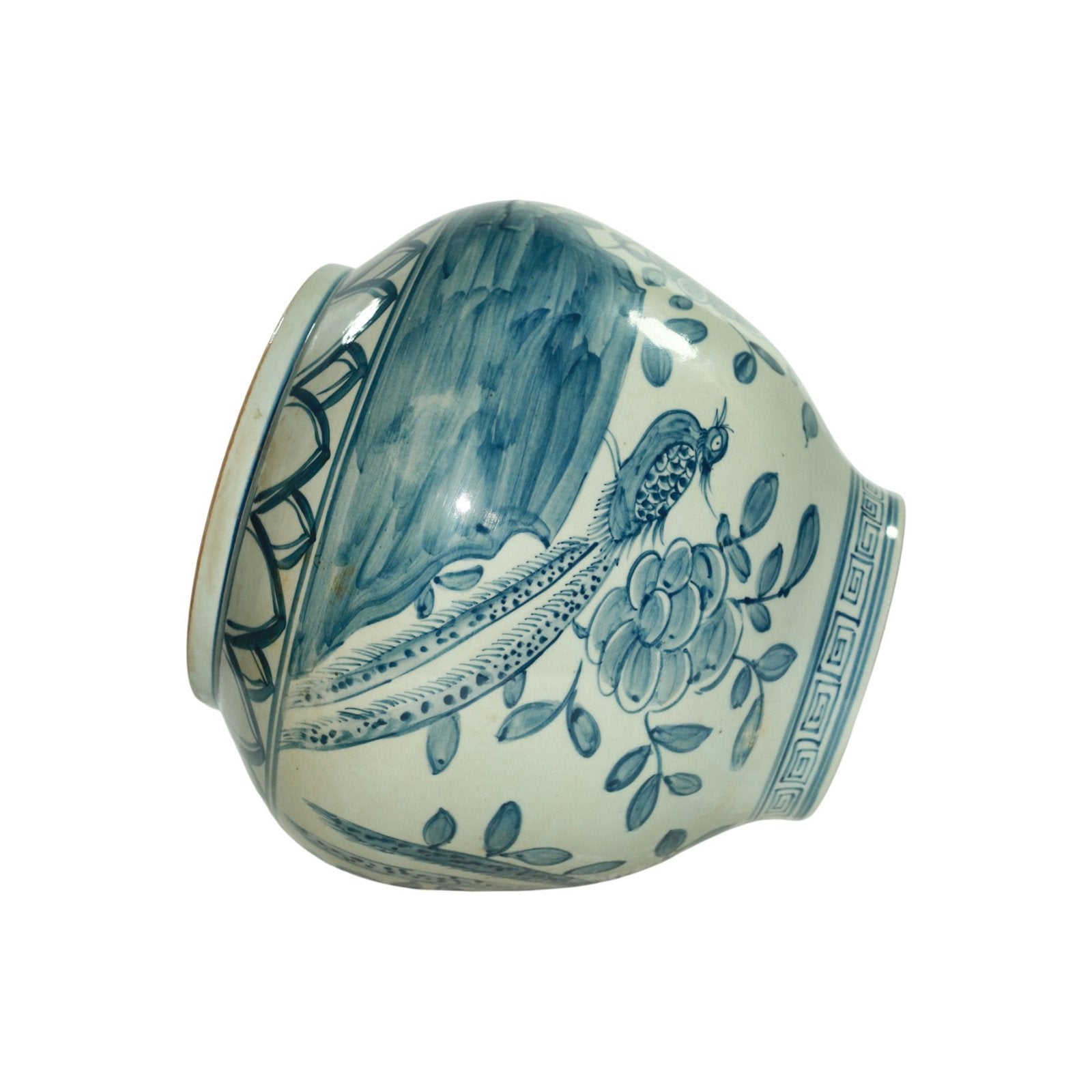 Legend of Asia Home Decor Barclay Butera Couture Blue & White Porcelain Mandarin Pot Floral Bird Motif