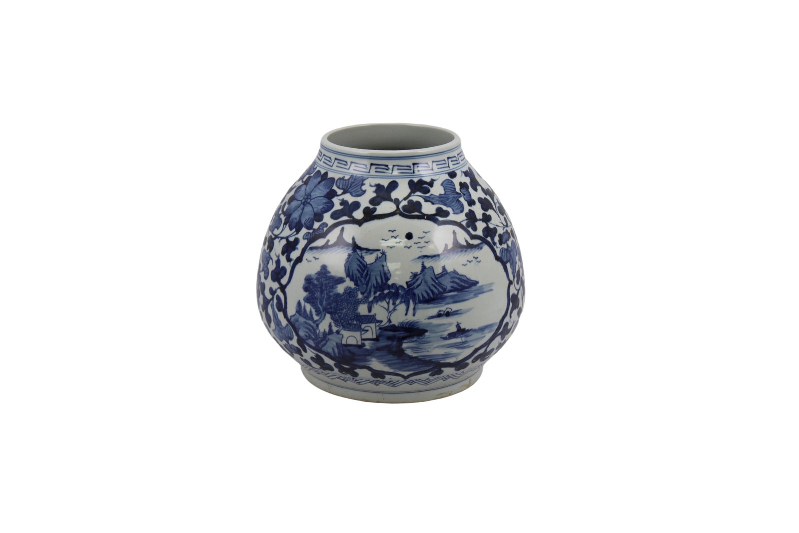 Legend of Asia Home Decor Barclay Butera Couture Blue & White Porcelain Mandarin Pot Floral Medallion Frame Landscape Motif