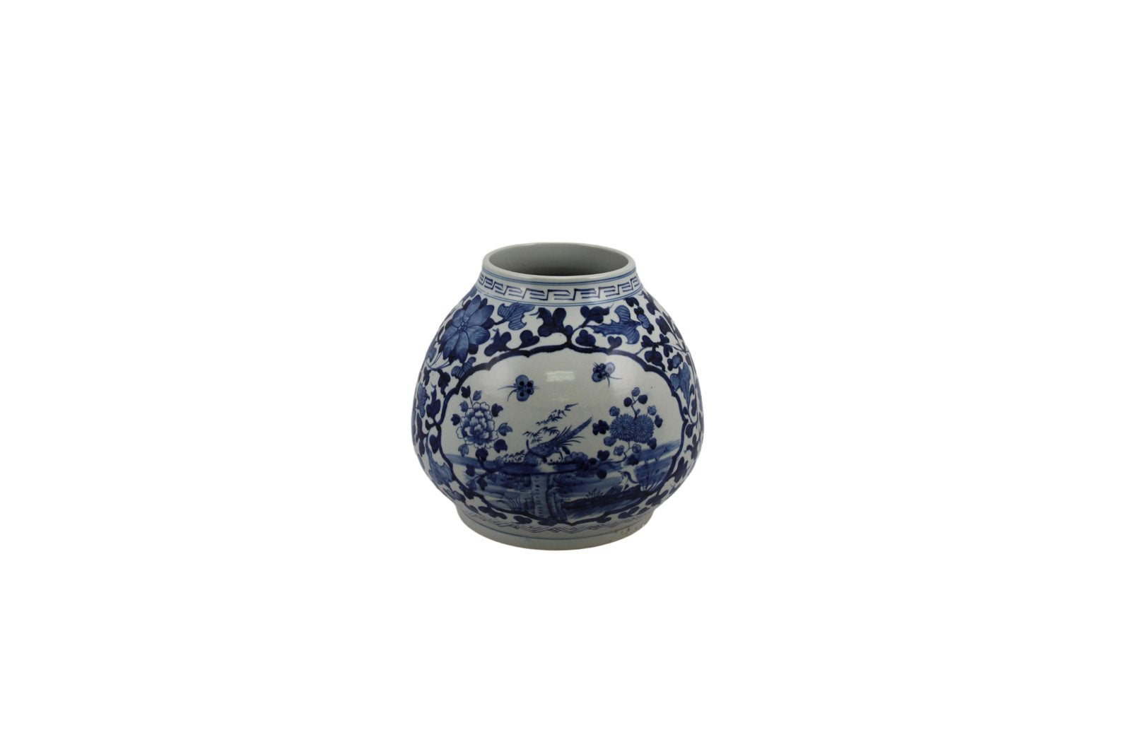 Legend of Asia Home Decor Barclay Butera Couture Blue & White Porcelain Mandarin Pot Floral Medallion Frame Landscape Motif