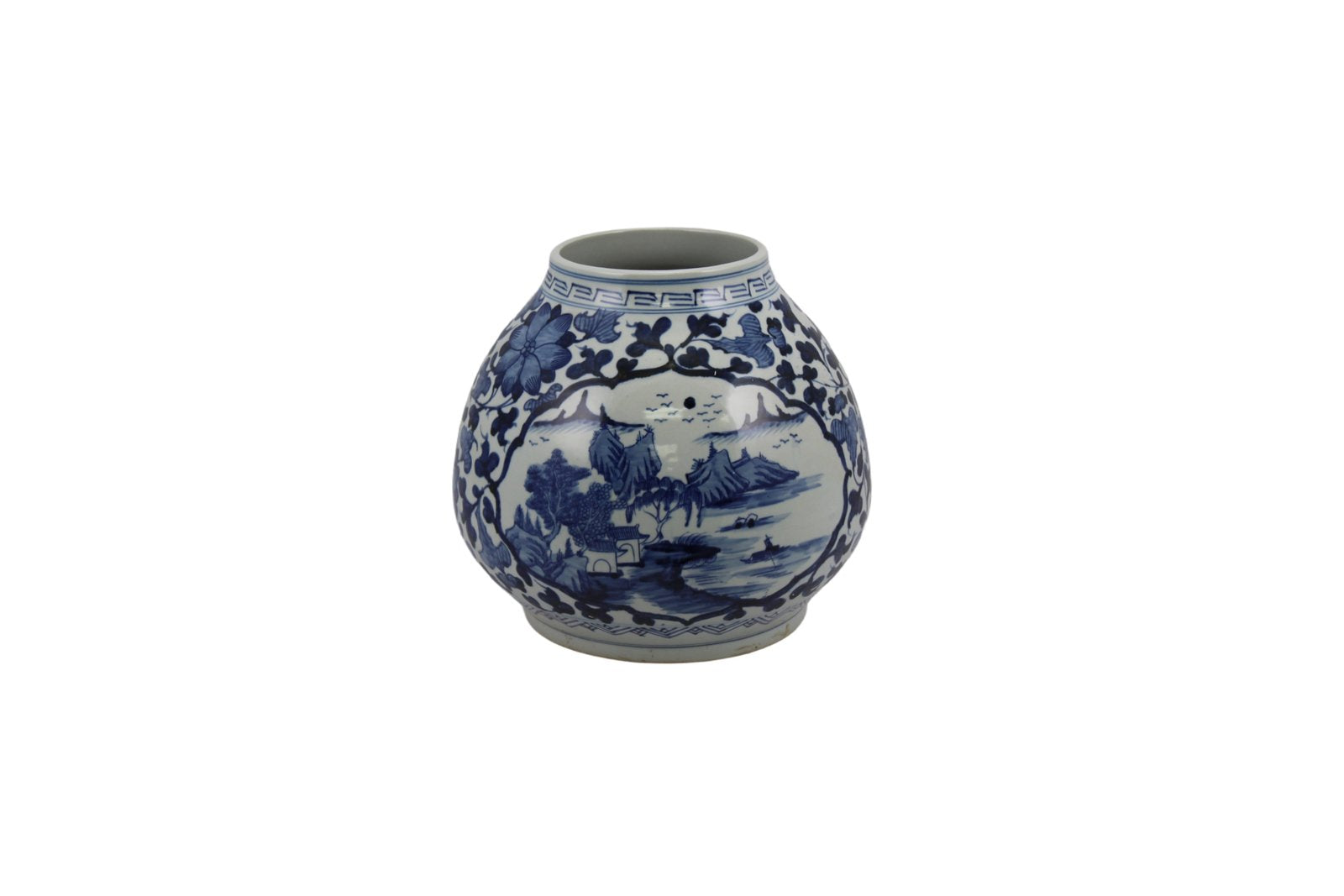 Legend of Asia Home Decor Barclay Butera Couture Blue & White Porcelain Mandarin Pot Floral Medallion Frame Landscape Motif