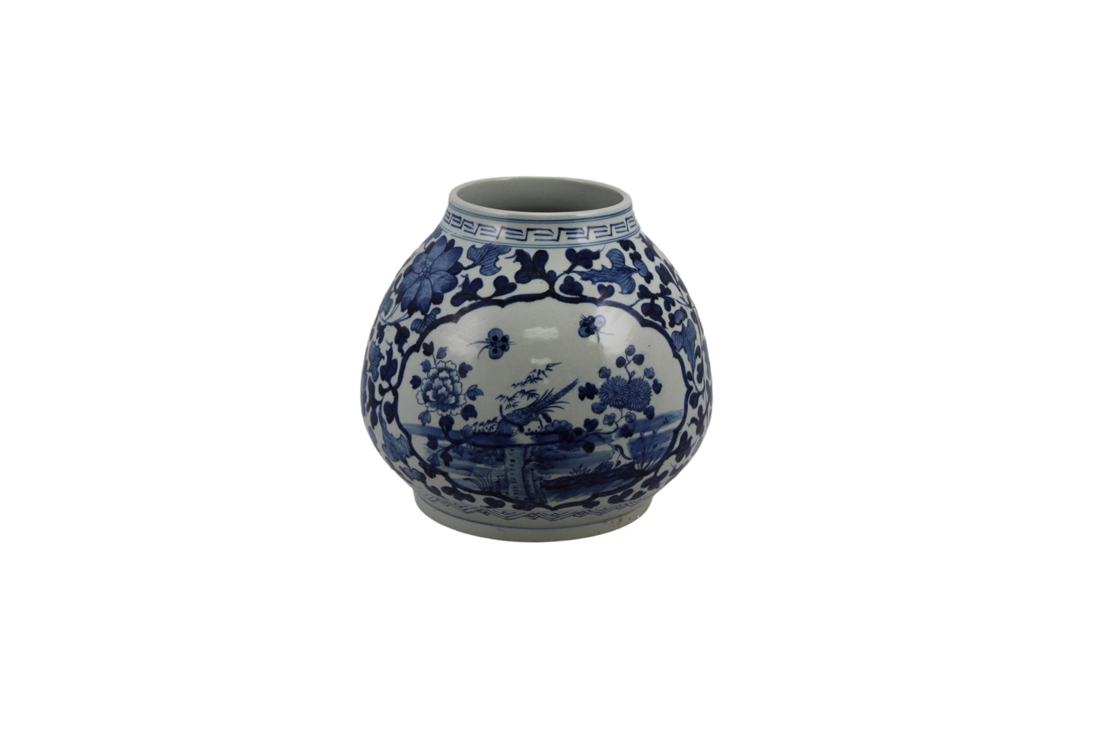 Legend of Asia Home Decor Barclay Butera Couture Blue & White Porcelain Mandarin Pot Floral Medallion Frame Landscape Motif