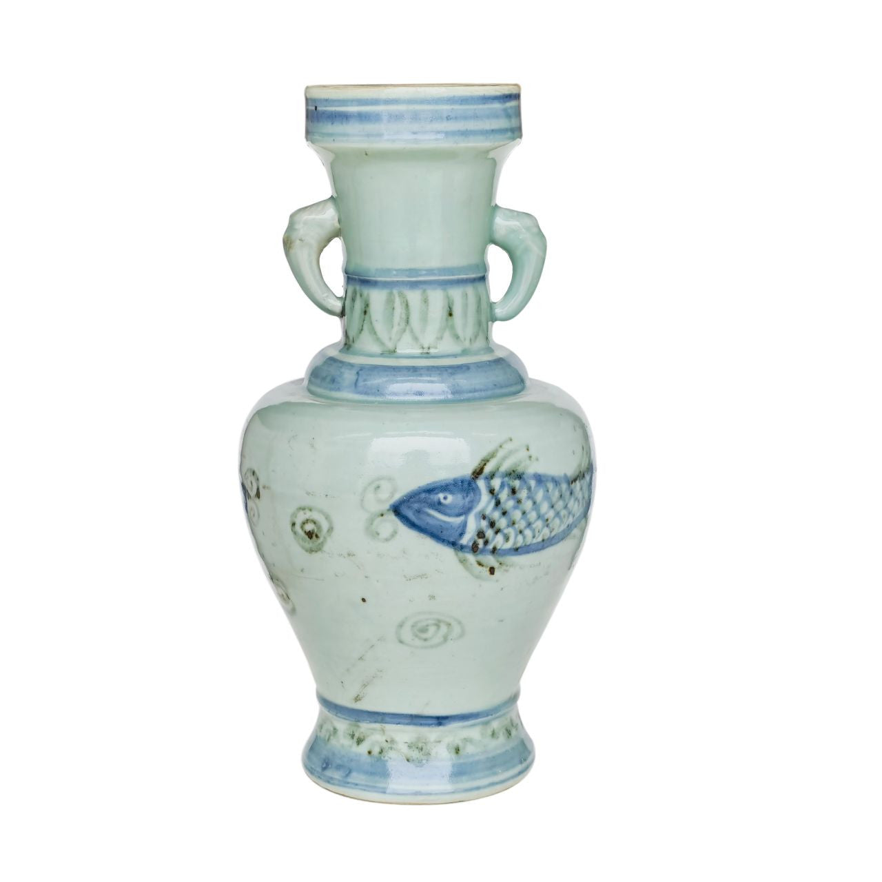 Legend of Asia Home Decor Barclay Butera Couture Blue & White.. Porcelain Splashing Koi Dynasty Vase
