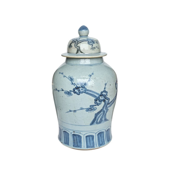 Legend of Asia Home Decor Barclay Butera Couture Blue & White Porcelain Temple Jar Cherry Blossom Large
