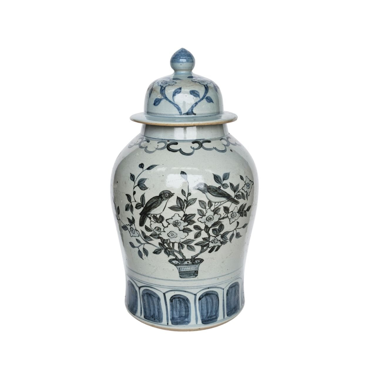 Legend of Asia Home Decor Barclay Butera Couture Blue & White Porcelain Temple Jar English Garden Large