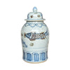 Legend of Asia Home Decor Barclay Butera Couture Blue & White Porcelain Temple Jar Splashing Koi Medium