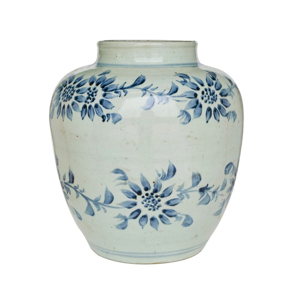 Legend of Asia Home Decor Barclay Butera Couture Blue & White Porcelain Wide Shouler Jar Odesa Sunflower