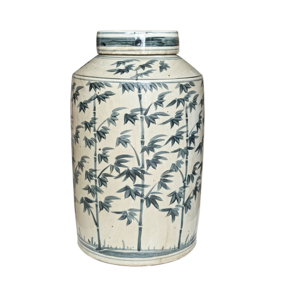 Legend of Asia Home Decor Barclay Butera Couture Graceful Bamboo Blue & White Porcelain Tea Jar