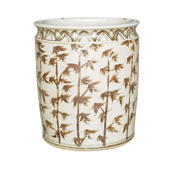 Legend of Asia Home Decor Barclay Butera Couture Graceful Bamboo Brown & White Porcelain Planter