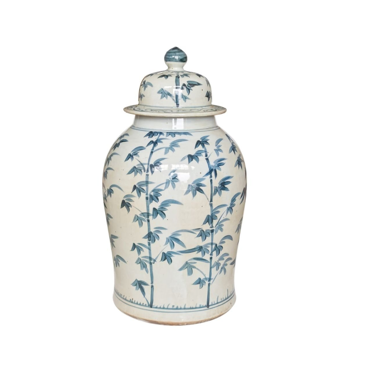 Barclay Butera Couture Graceful Bamboo Large Blue & White Porcelain Te ...