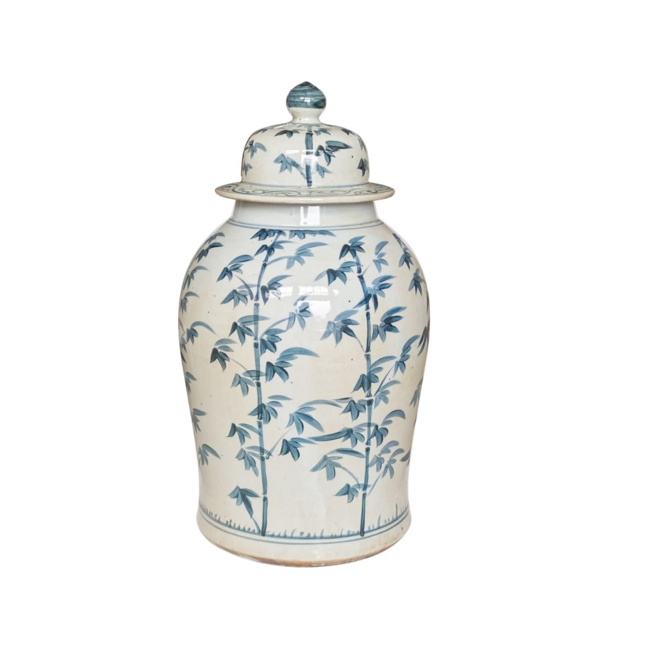 Legend of Asia Home Decor Barclay Butera Couture Graceful Bamboo Large Blue & White Porcelain Temple Jar