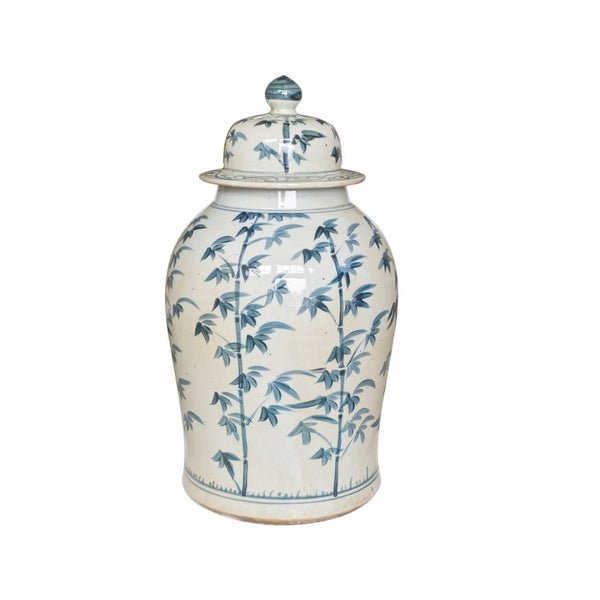 Legend of Asia Home Decor Barclay Butera Couture Graceful Bamboo Large Blue & White Porcelain Temple Jar