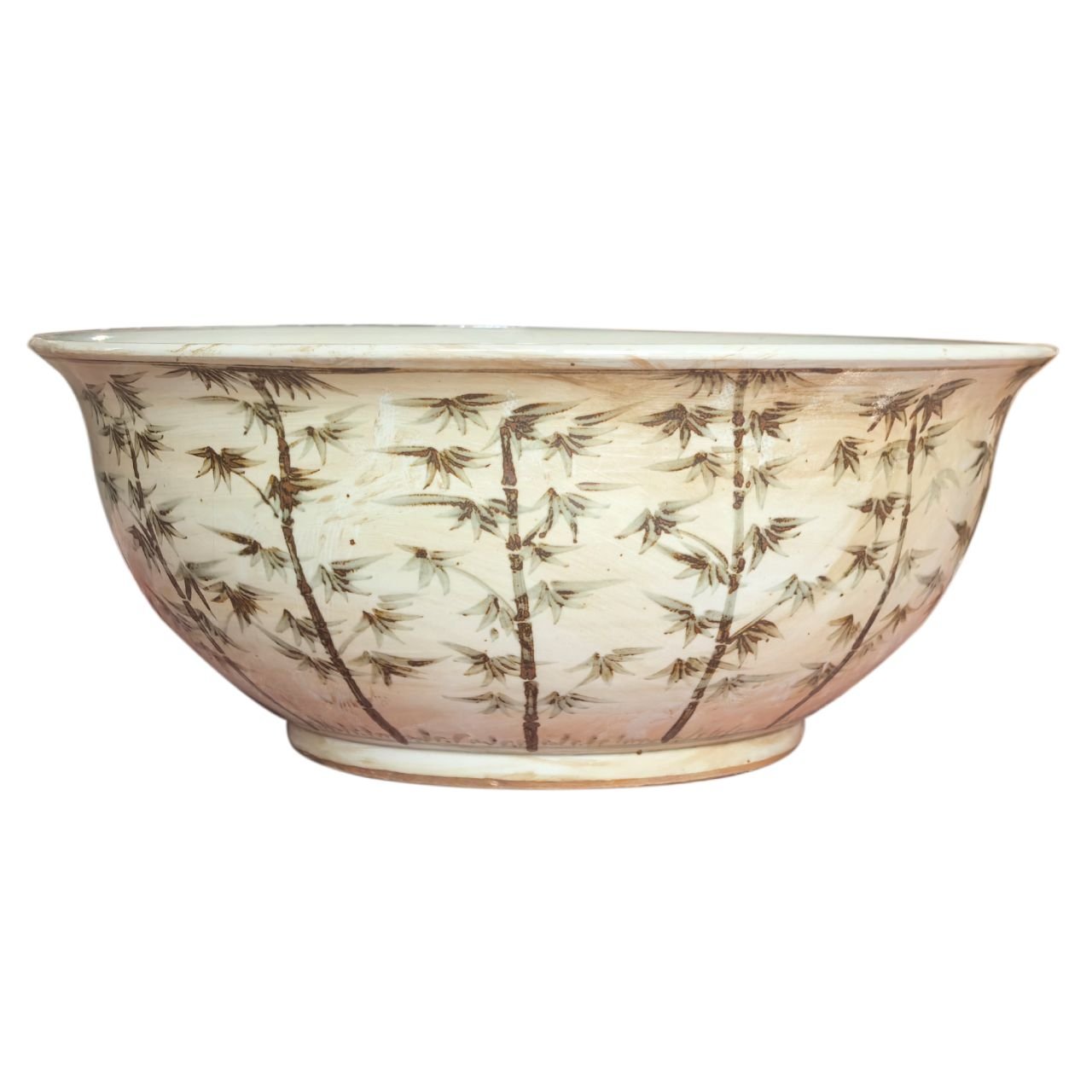 Legend of Asia Home Decor Barclay Butera Couture Graceful Bamboo Large Brown & White Porcelain Bowl