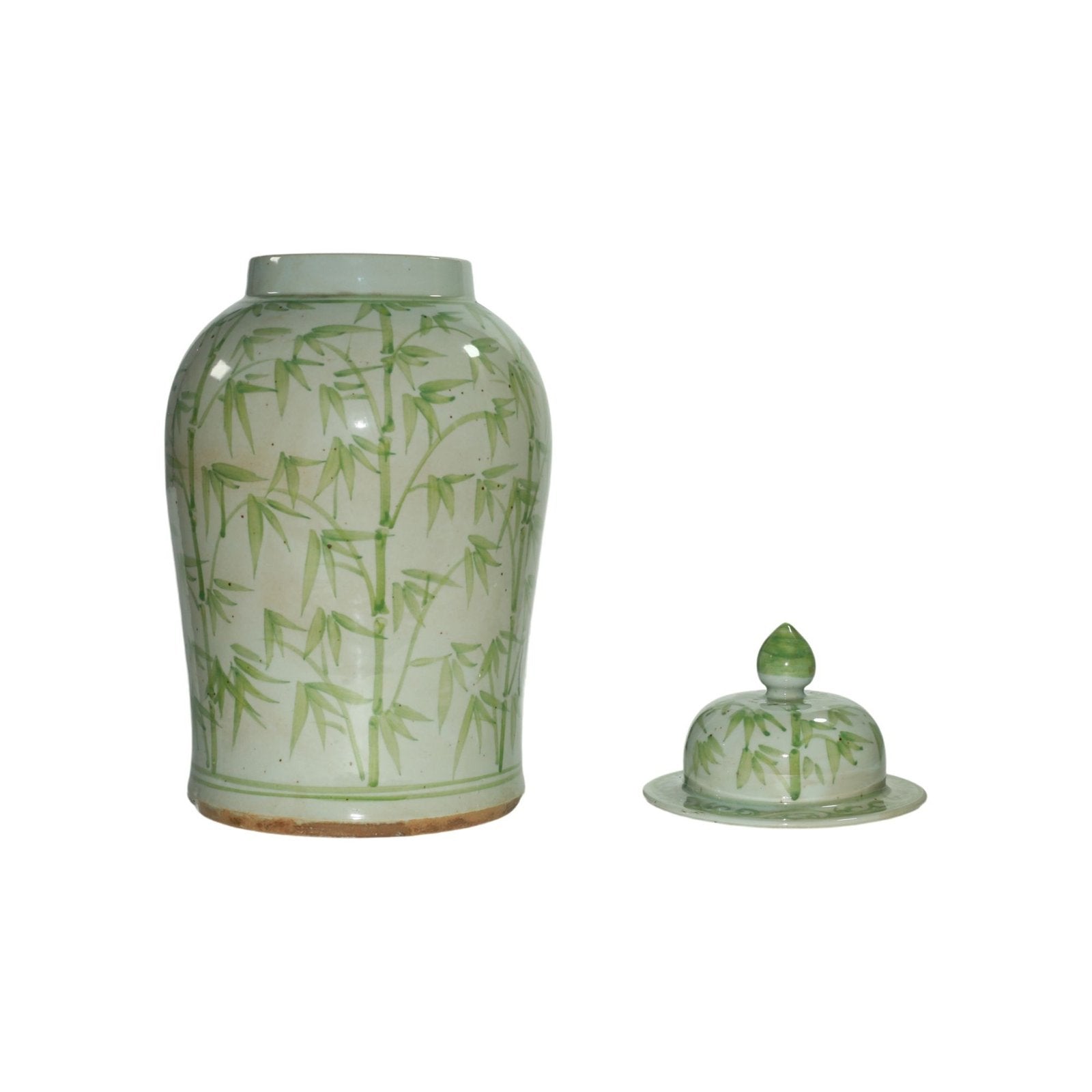 Legend of Asia Home Decor Barclay Butera Couture Graceful Bamboo Large Moss Green Porcelain Temple Jar