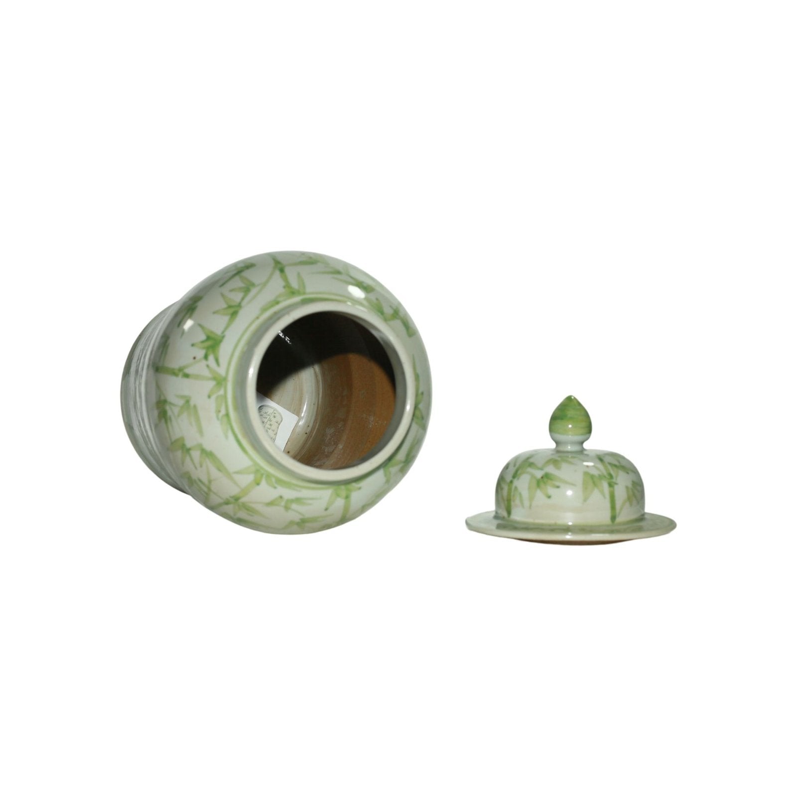 Legend of Asia Home Decor Barclay Butera Couture Graceful Bamboo Large Moss Green Porcelain Temple Jar