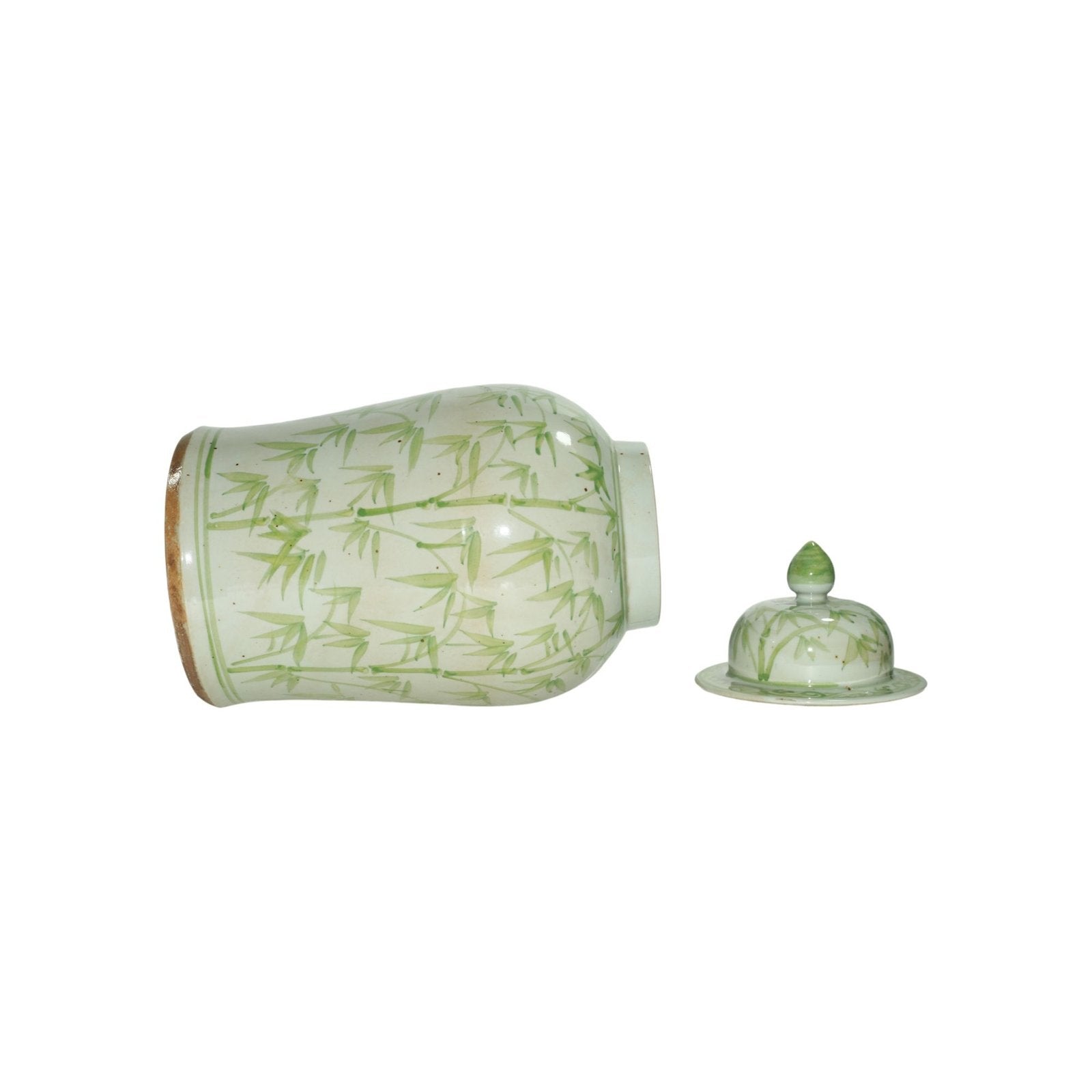 Legend of Asia Home Decor Barclay Butera Couture Graceful Bamboo Large Moss Green Porcelain Temple Jar