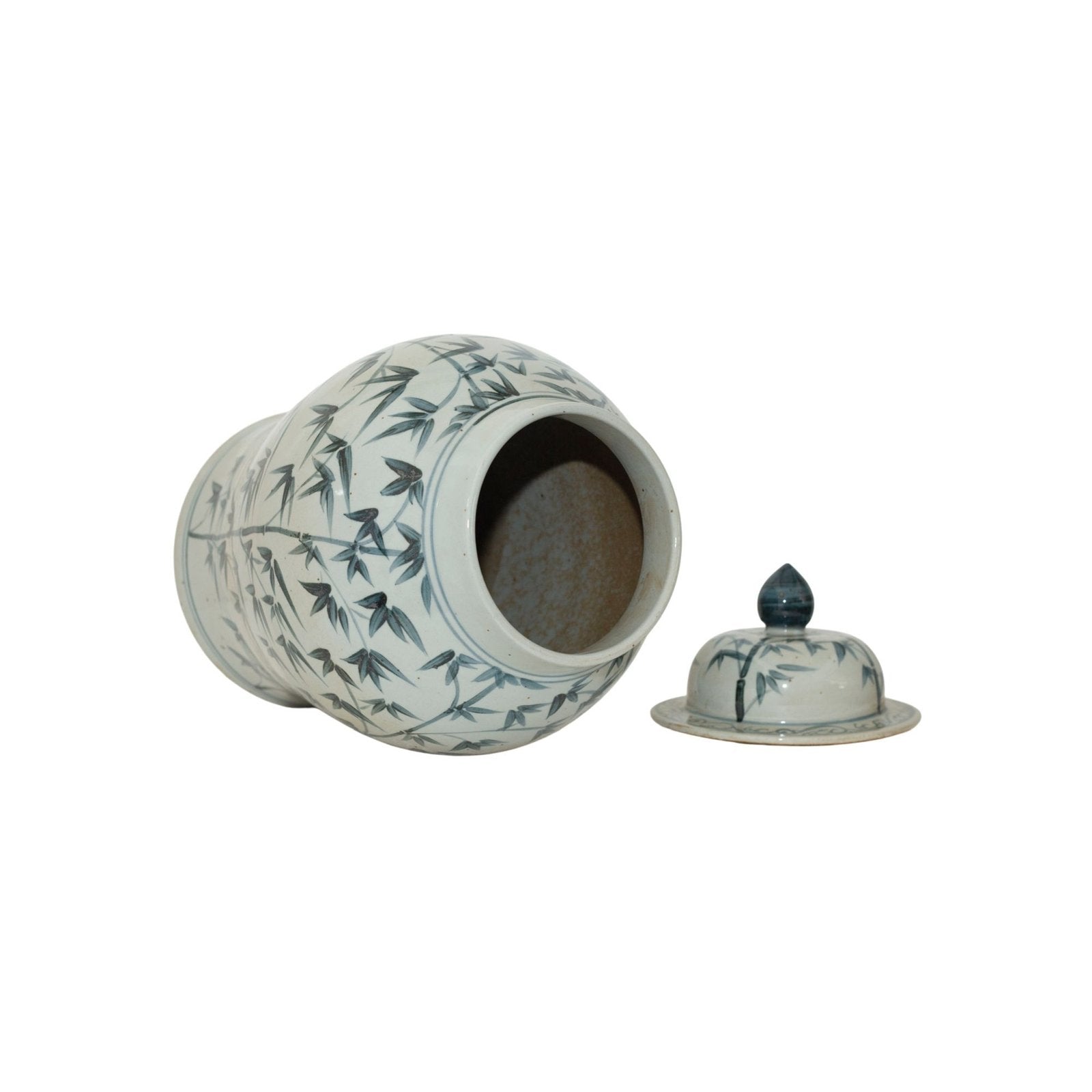 Legend of Asia Home Decor Barclay Butera Couture Graceful Bamboo Medium Blue & White Porcelain Temple Jar