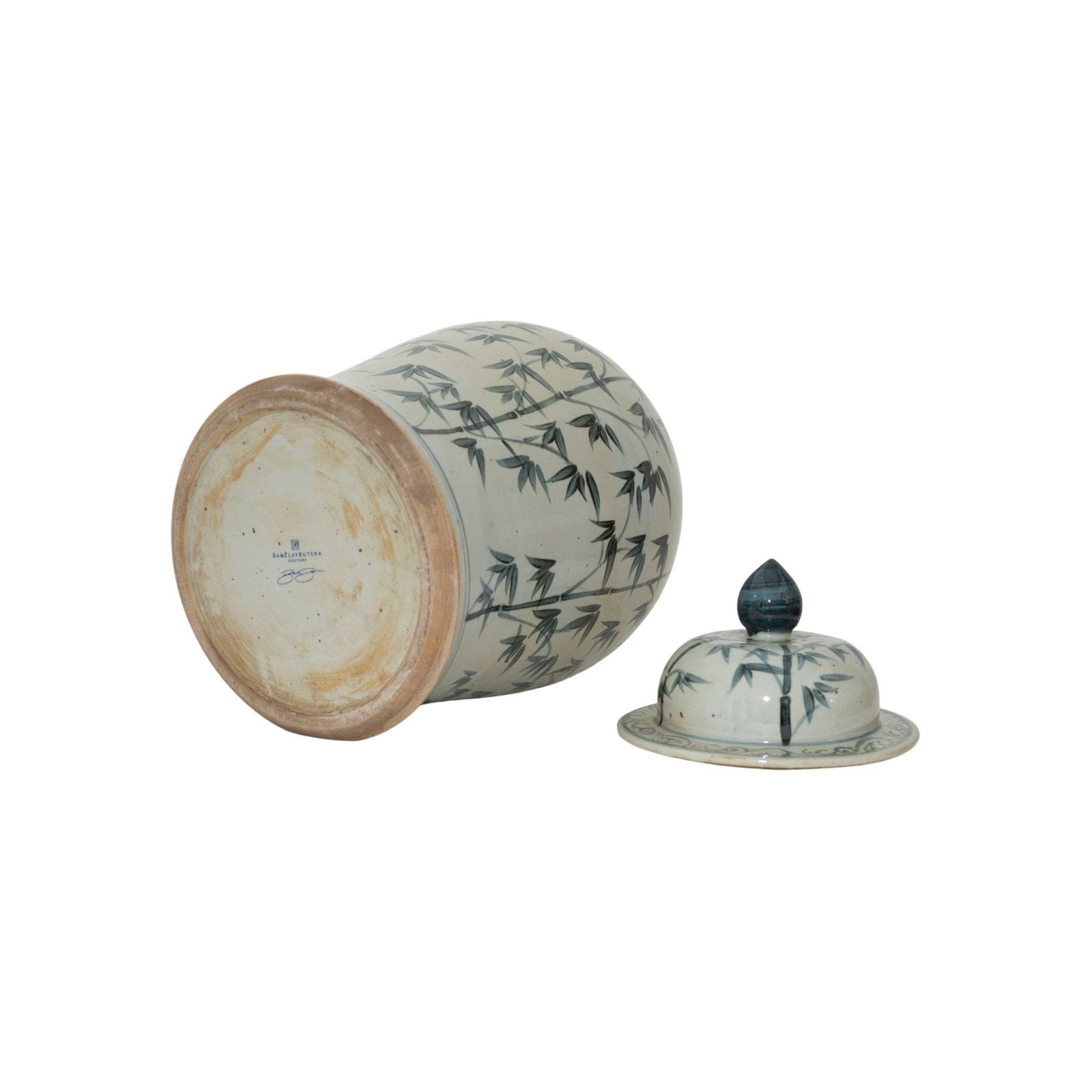Legend of Asia Home Decor Barclay Butera Couture Graceful Bamboo Medium Blue & White Porcelain Temple Jar