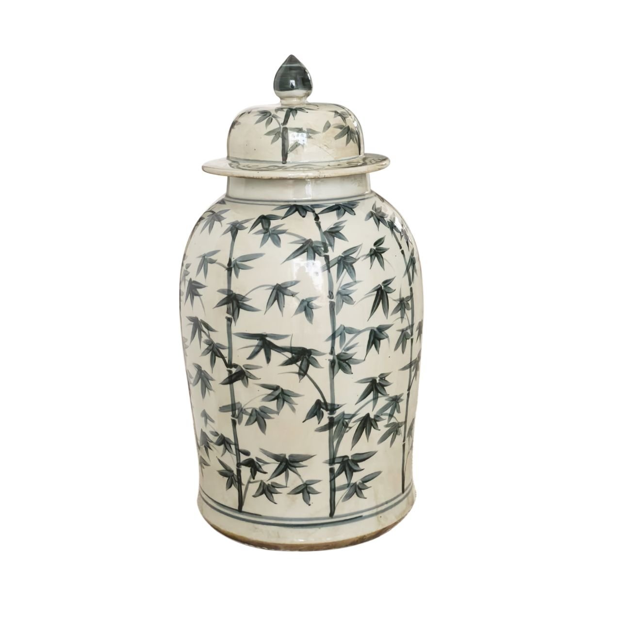 Legend of Asia Home Decor Barclay Butera Couture Graceful Bamboo Medium Blue & White Porcelain Temple Jar