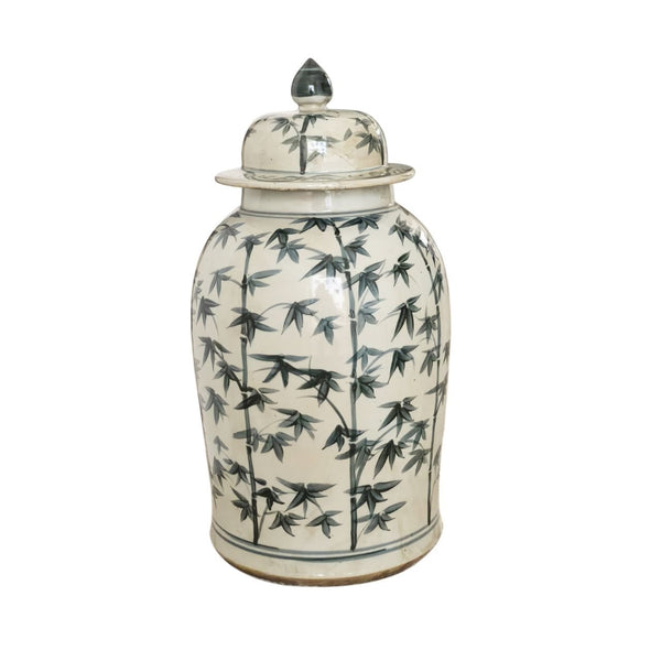 Legend of Asia Home Decor Barclay Butera Couture Graceful Bamboo Medium Blue & White Porcelain Temple Jar