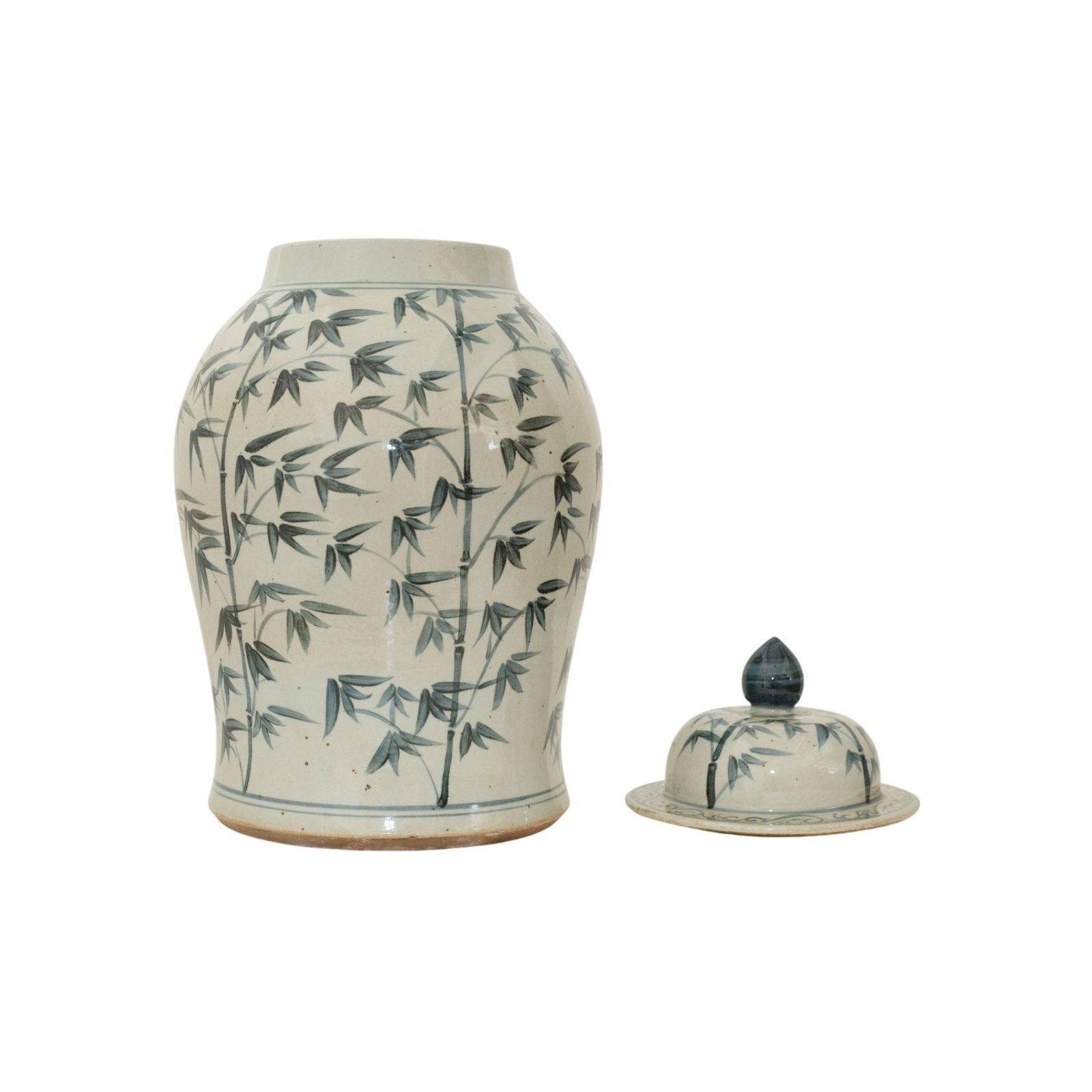 Legend of Asia Home Decor Barclay Butera Couture Graceful Bamboo Medium Blue & White Porcelain Temple Jar