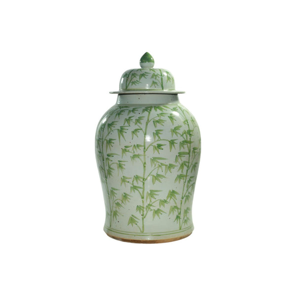 Legend of Asia Home Decor Barclay Butera Couture Graceful Bamboo Medium Moss Green Porcelain Temple Jar