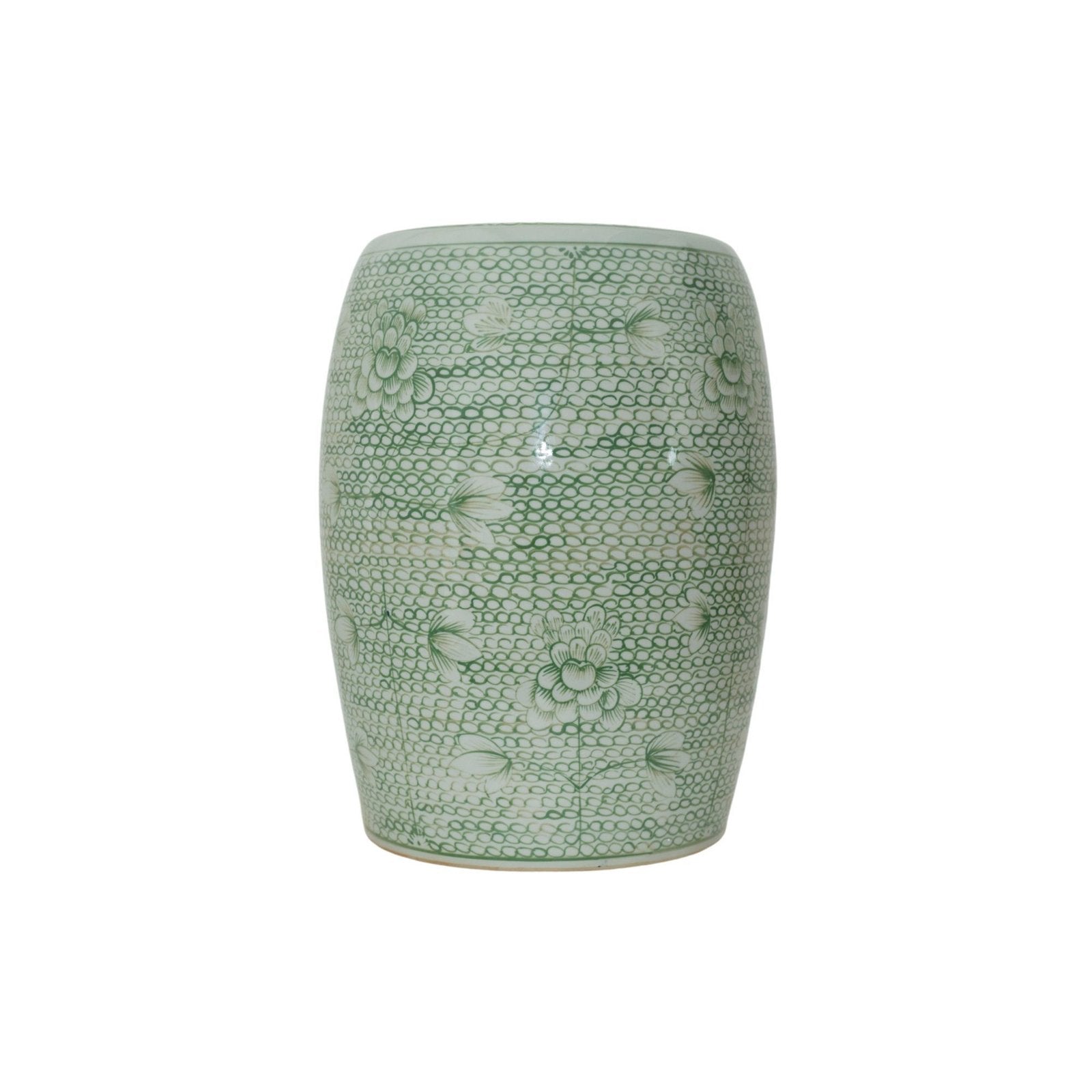 Legend of Asia Home Decor Barclay Butera Couture Moss Green Porcelain Garden Stool Twisted Lotus