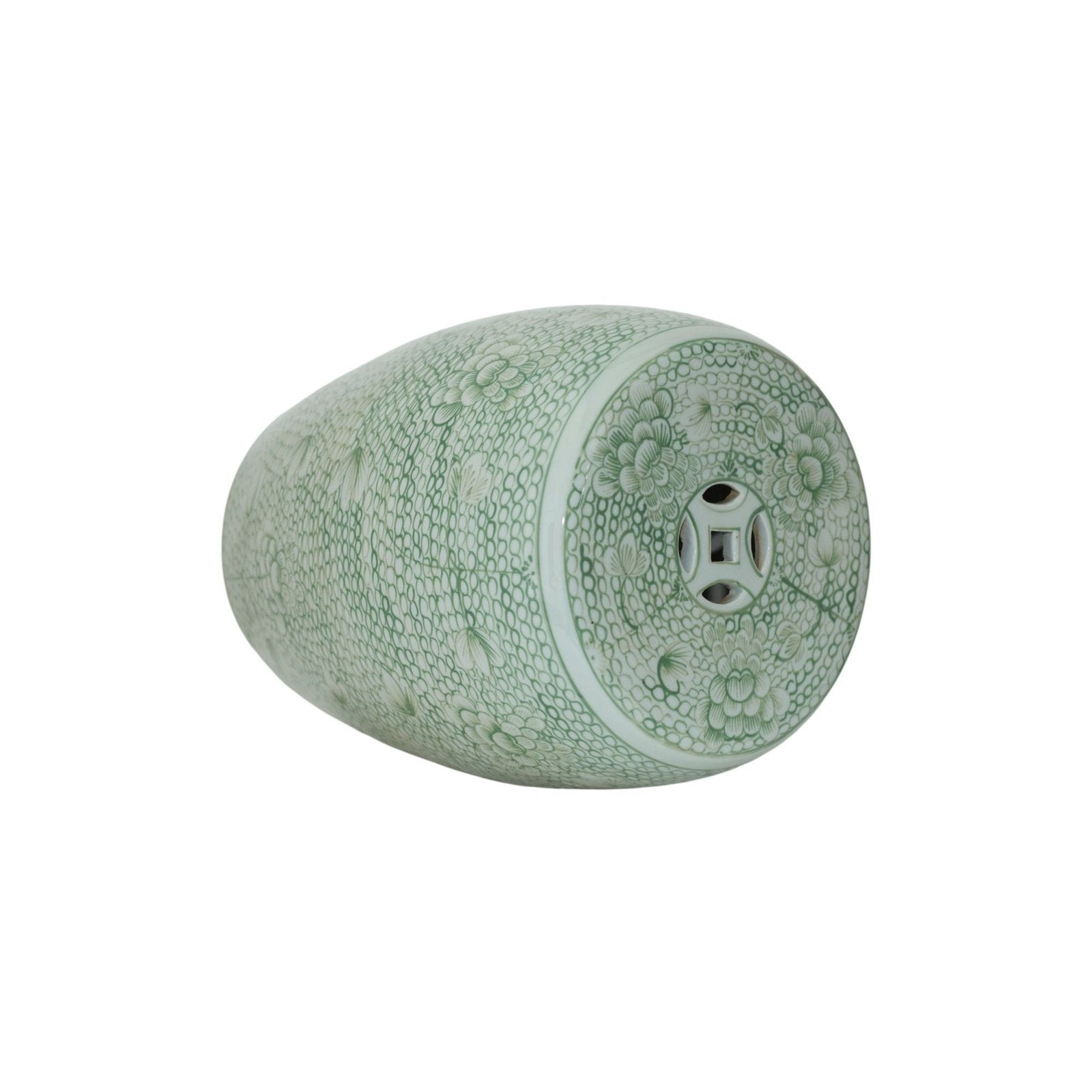 Legend of Asia Home Decor Barclay Butera Couture Moss Green Porcelain Garden Stool Twisted Lotus