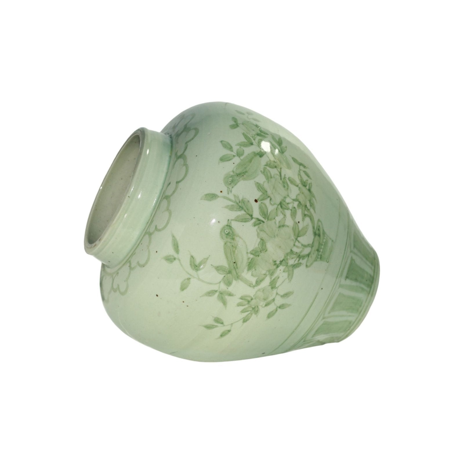 Legend of Asia Home Decor Barclay Butera Couture Moss Green Porcelain Open Top Jar English Garden